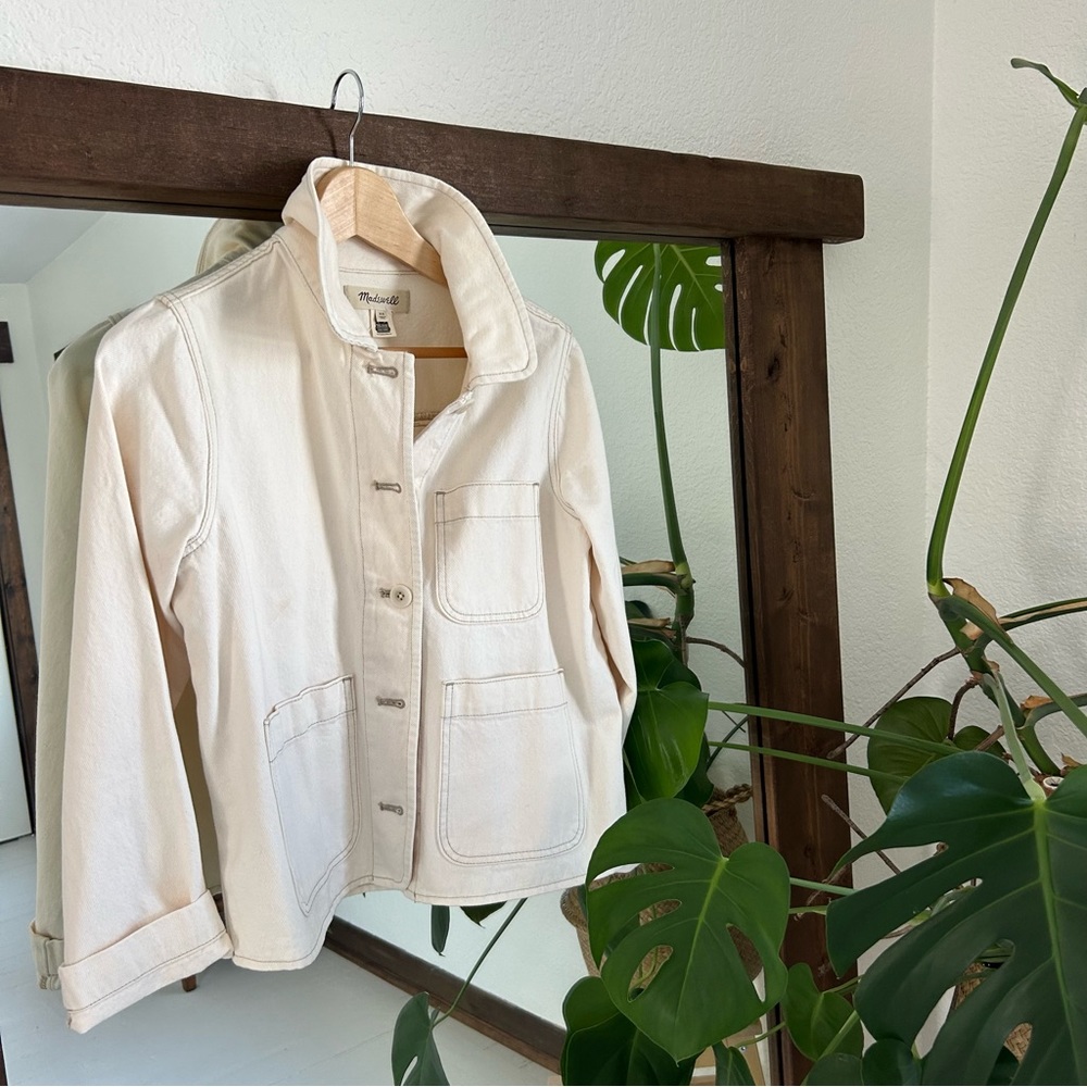 NWOT Denim Mahoney Crop Chore Jacket in Vintage Canvas Wash